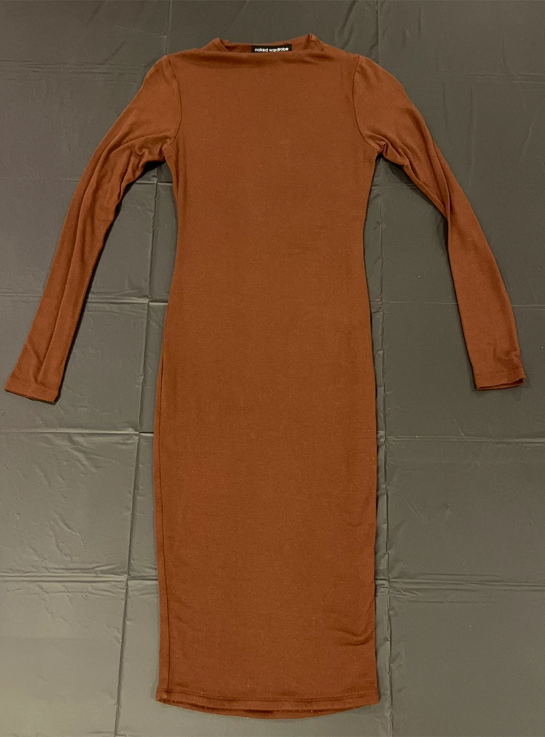 Naked Wardrobe Brown Long Sleeve Dress