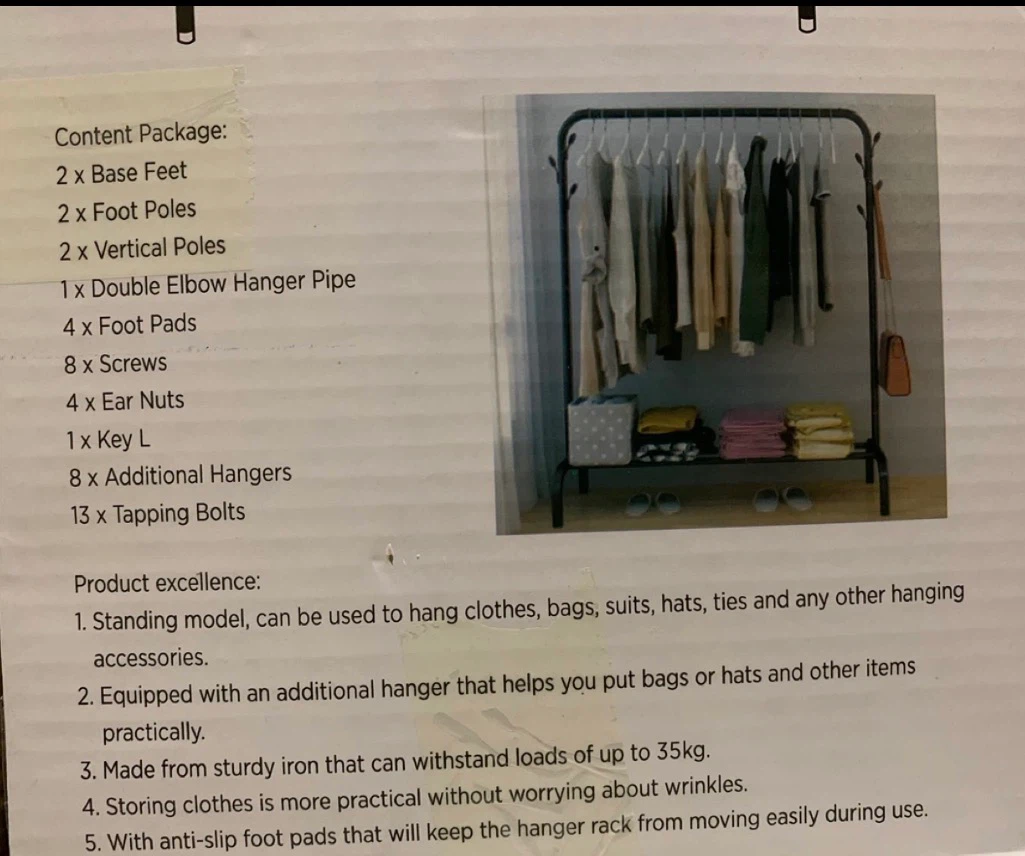 White Metal Standing Clothes Rack 🏈 - photo 2
