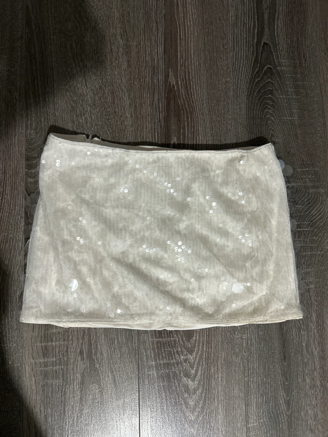 White sequin mini skirt