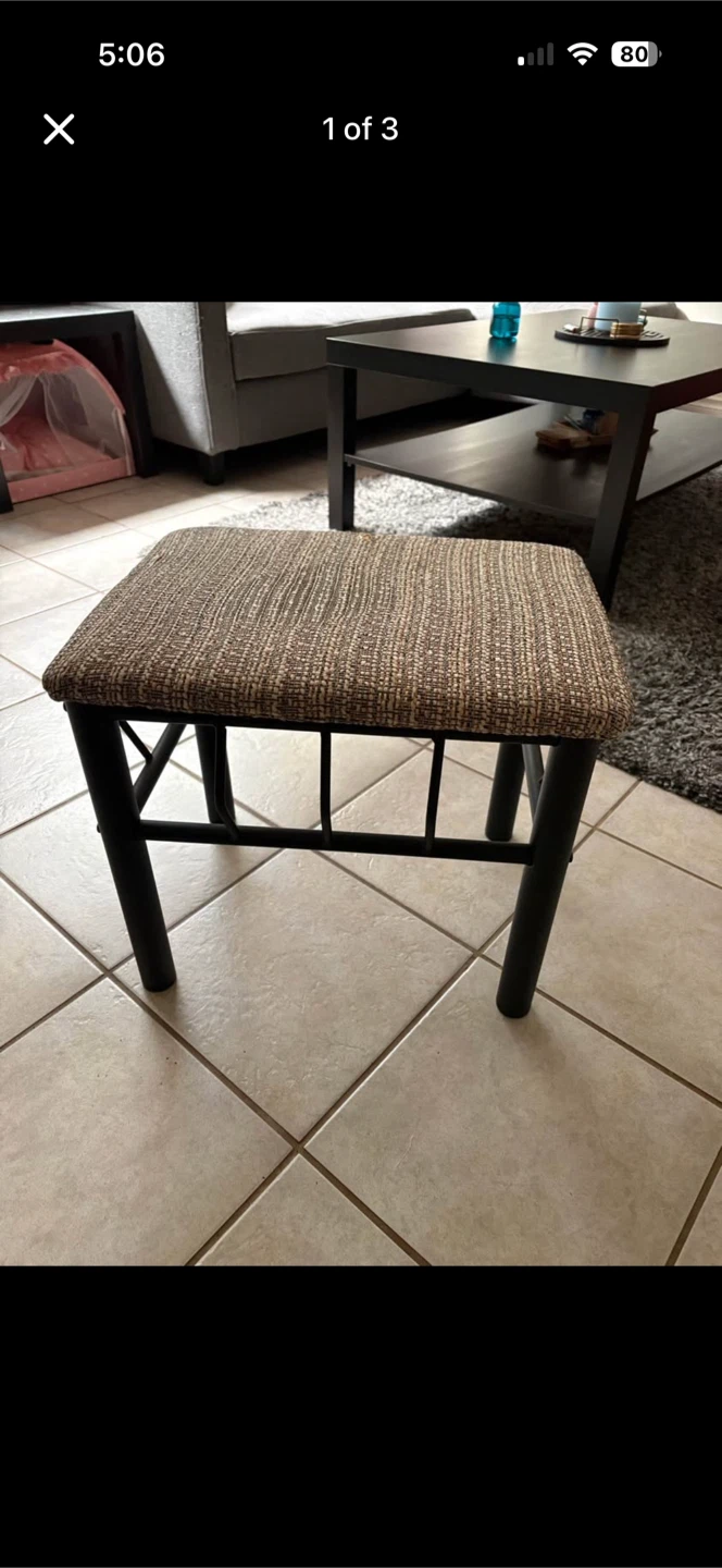 Small fabric vanity stool