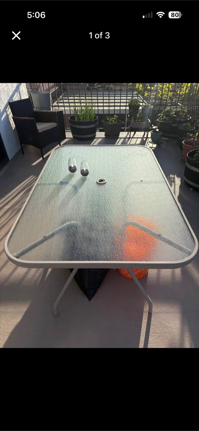 Outdoor Glass Top Patio Table