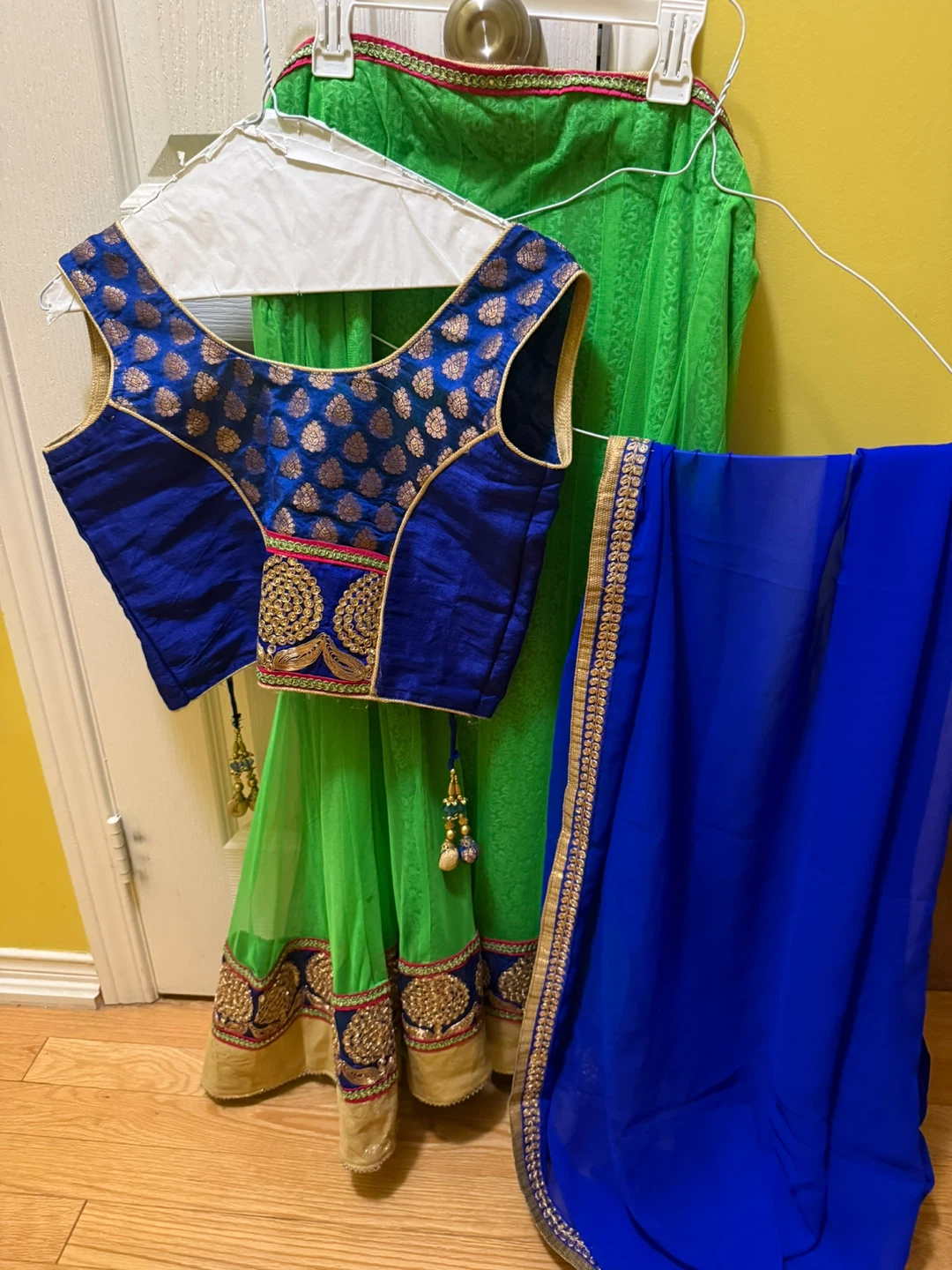 Bright Green and Blue Lehenga Set 🏈