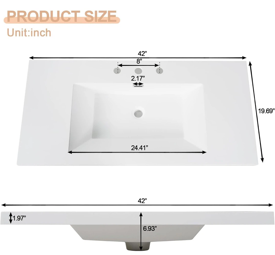 42-inch  Vanity White Sink