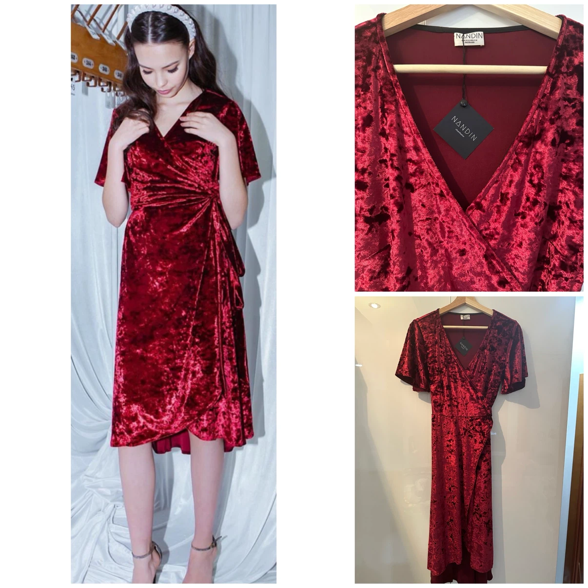 Red Velvet Wrap Dress