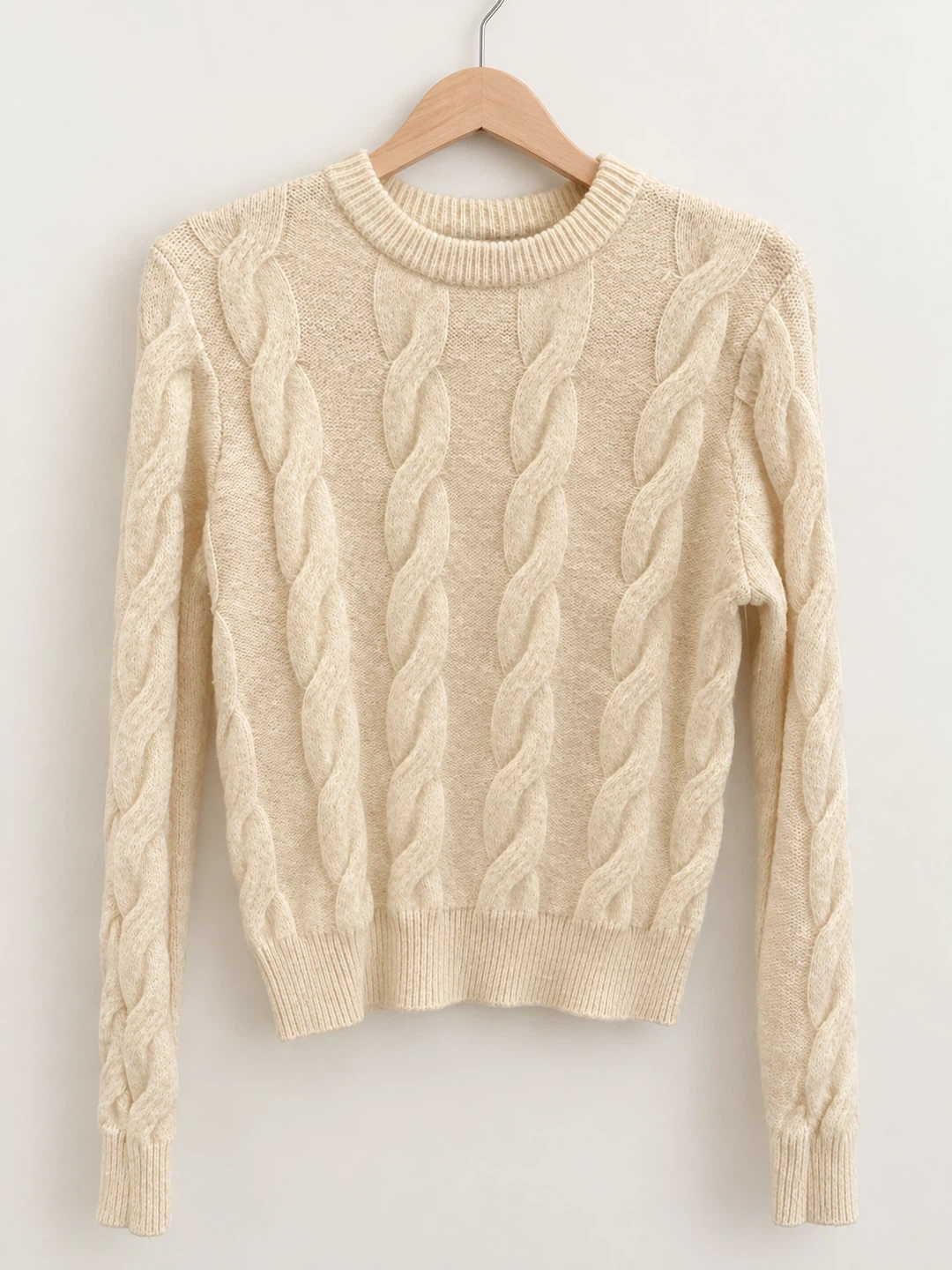Mango Cream Cable Knit Sweater - size XS