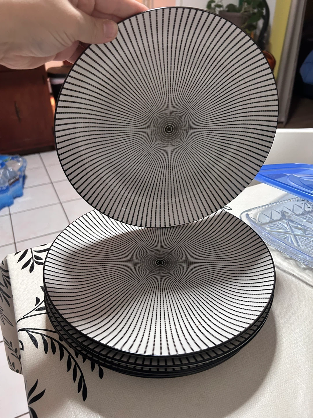Set of Black and White Patterned Dinner Plates - photo 2