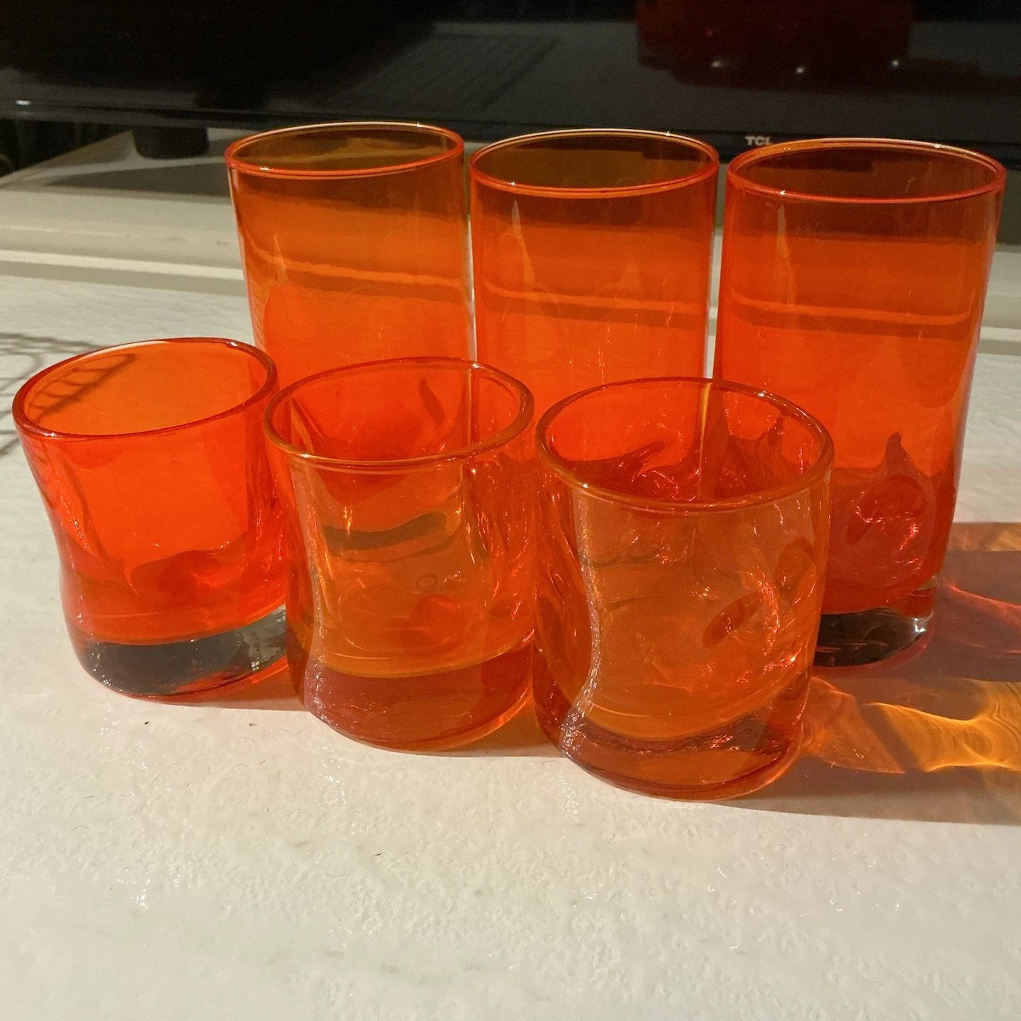 Set of 6 Orange Glass Tumblers - photo 3