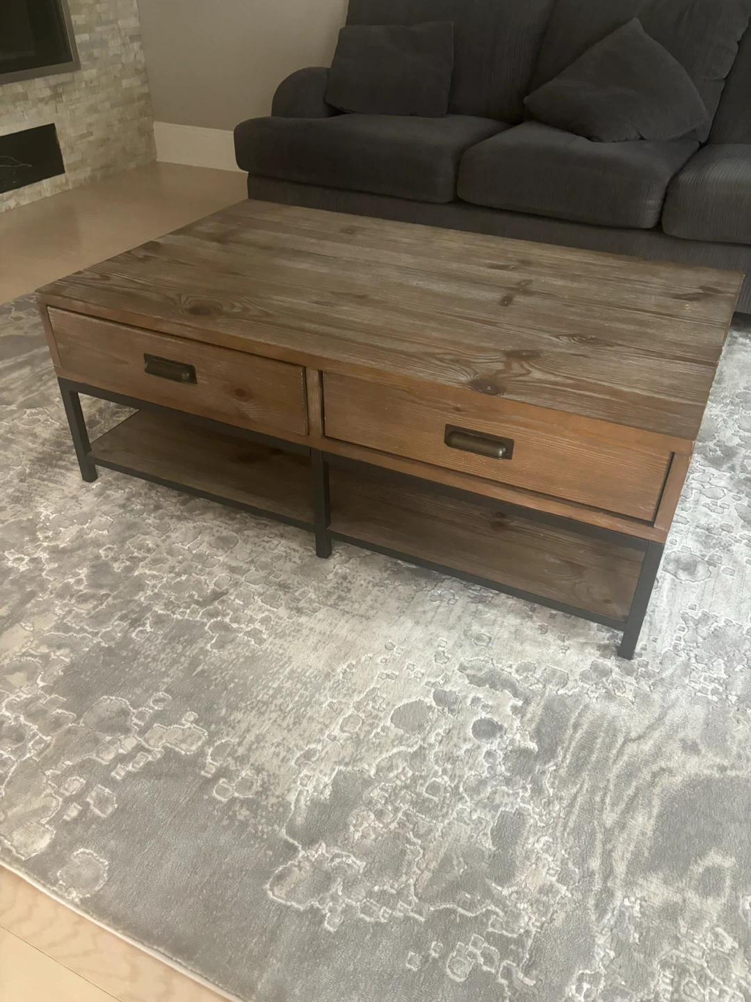 Rustic Wood and Metal Coffee Table
