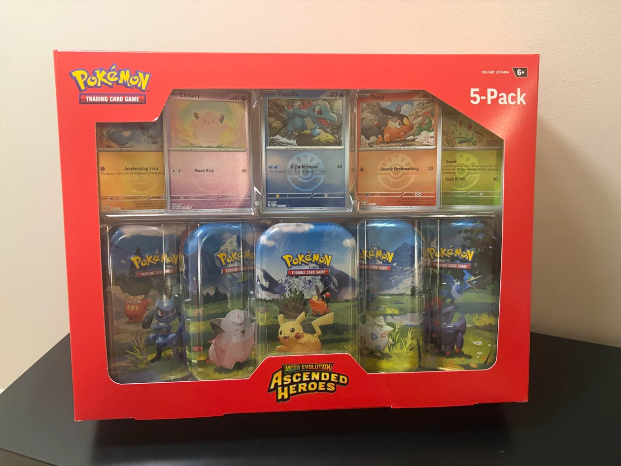 (NEW) Pokémon TCG: Mega Evolution-Ascended Heroes 5-Pk Mini Tin