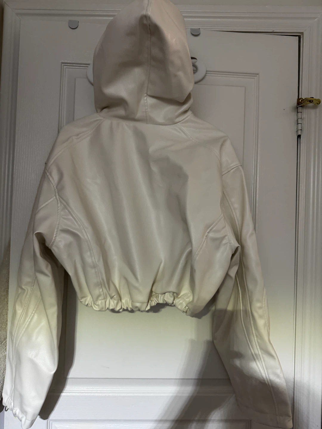 Khy Off-White Faux Leather Hooded Jacket - Size XS - photo 4