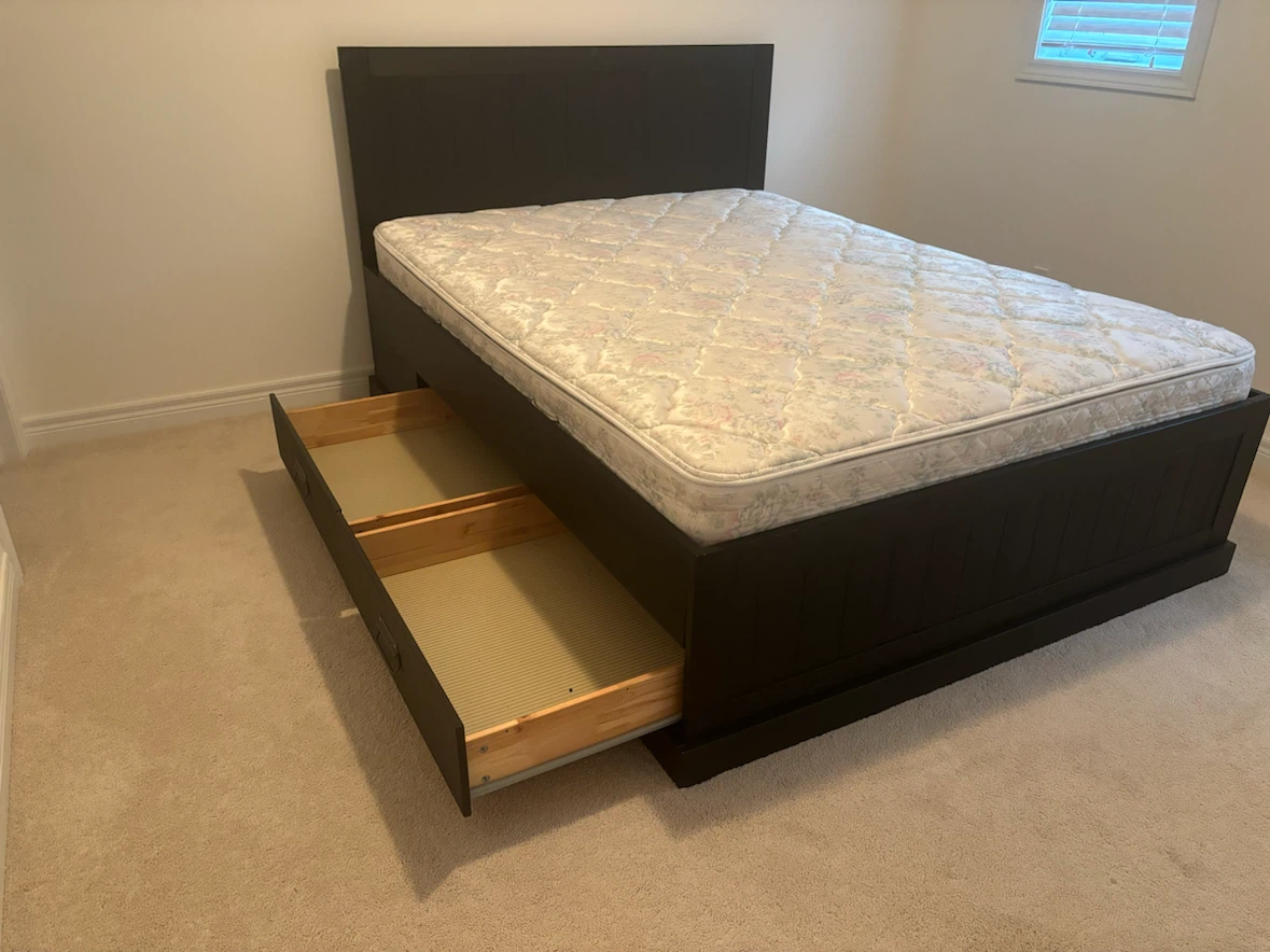 Dark Brown Storage Bed Frame with Mattress