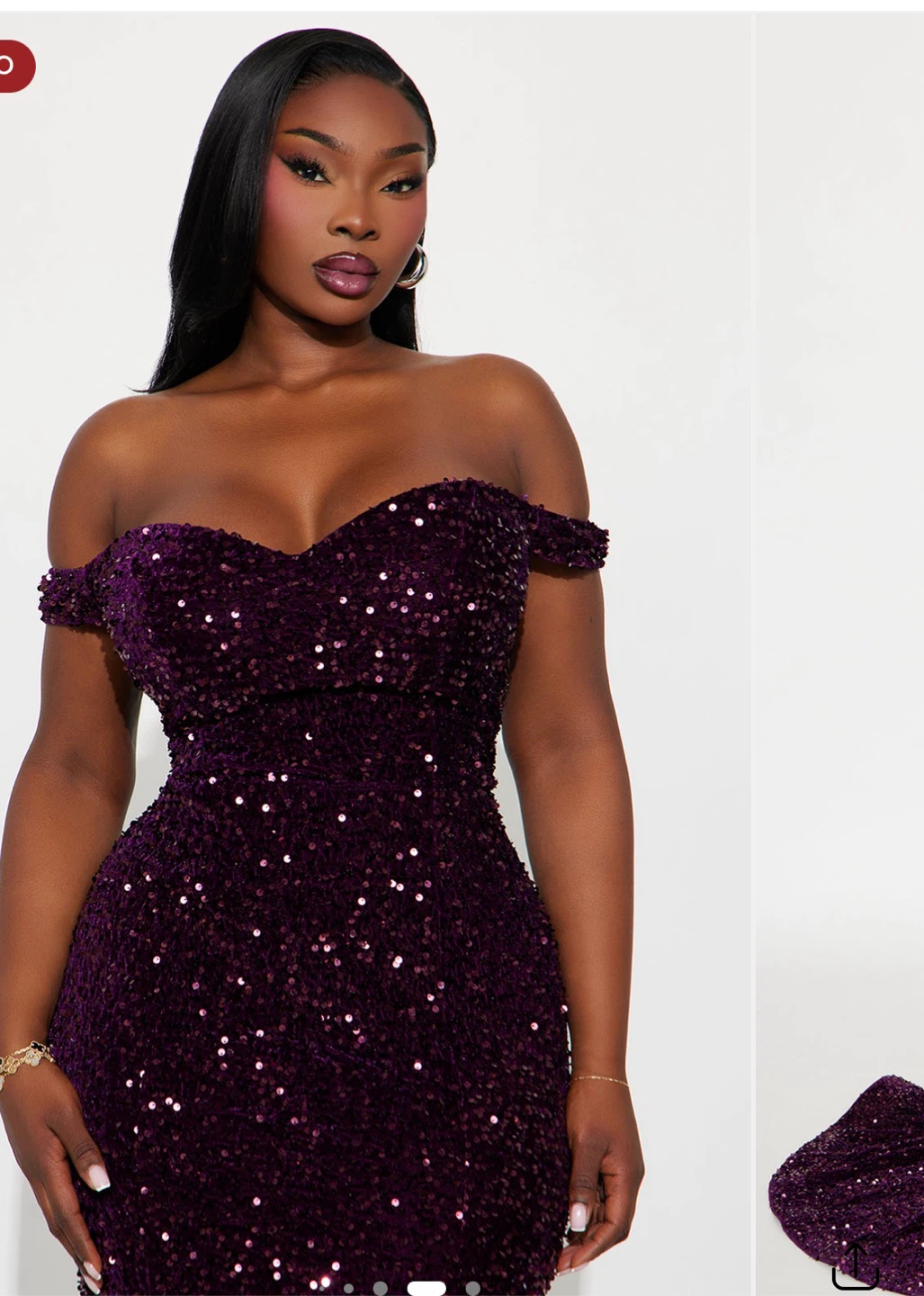 Deep Purple Sequin Off-Shoulder Gown - photo 2