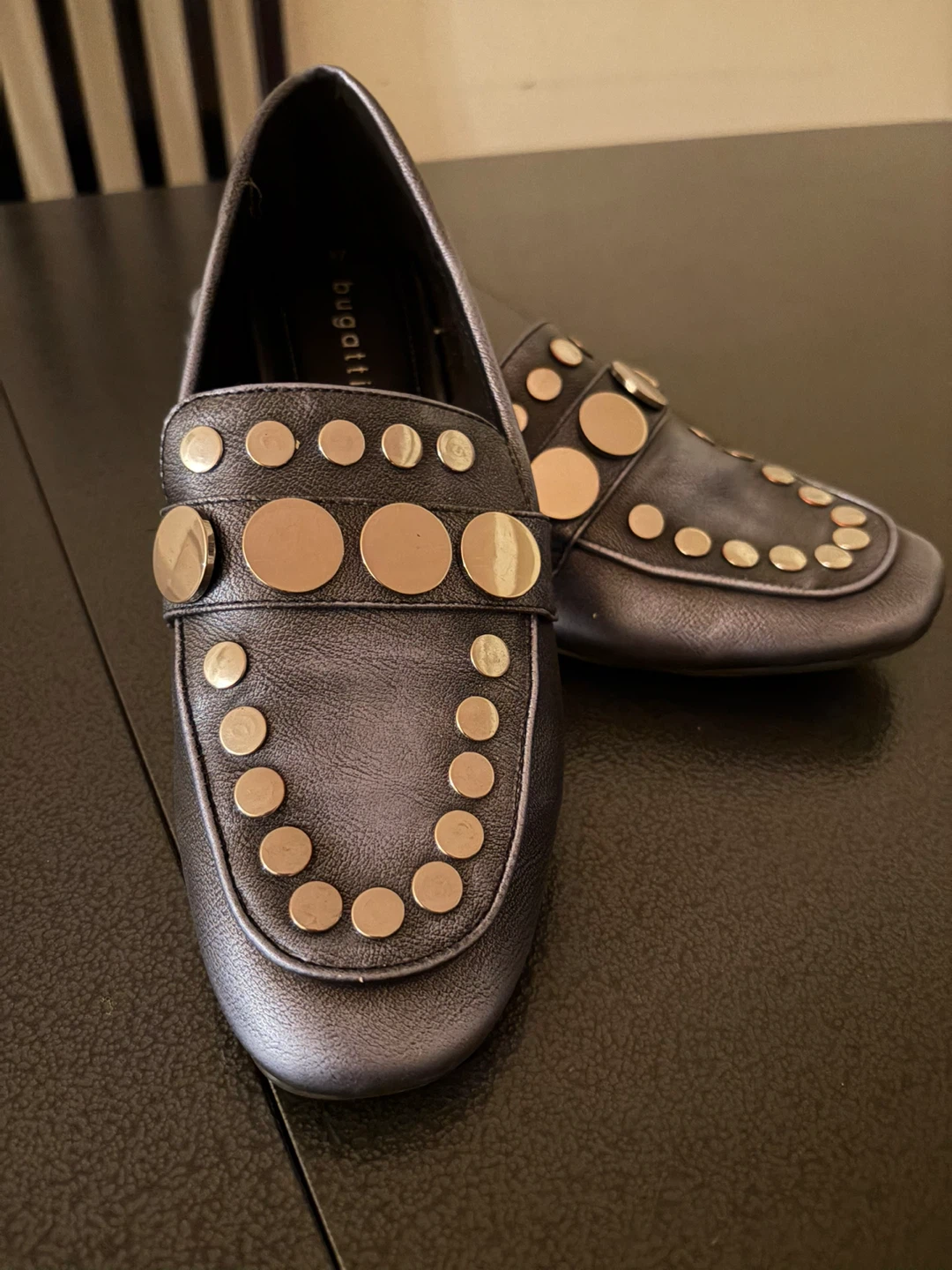 Bugatti Metallic Leather Loafers Size 37 🏈