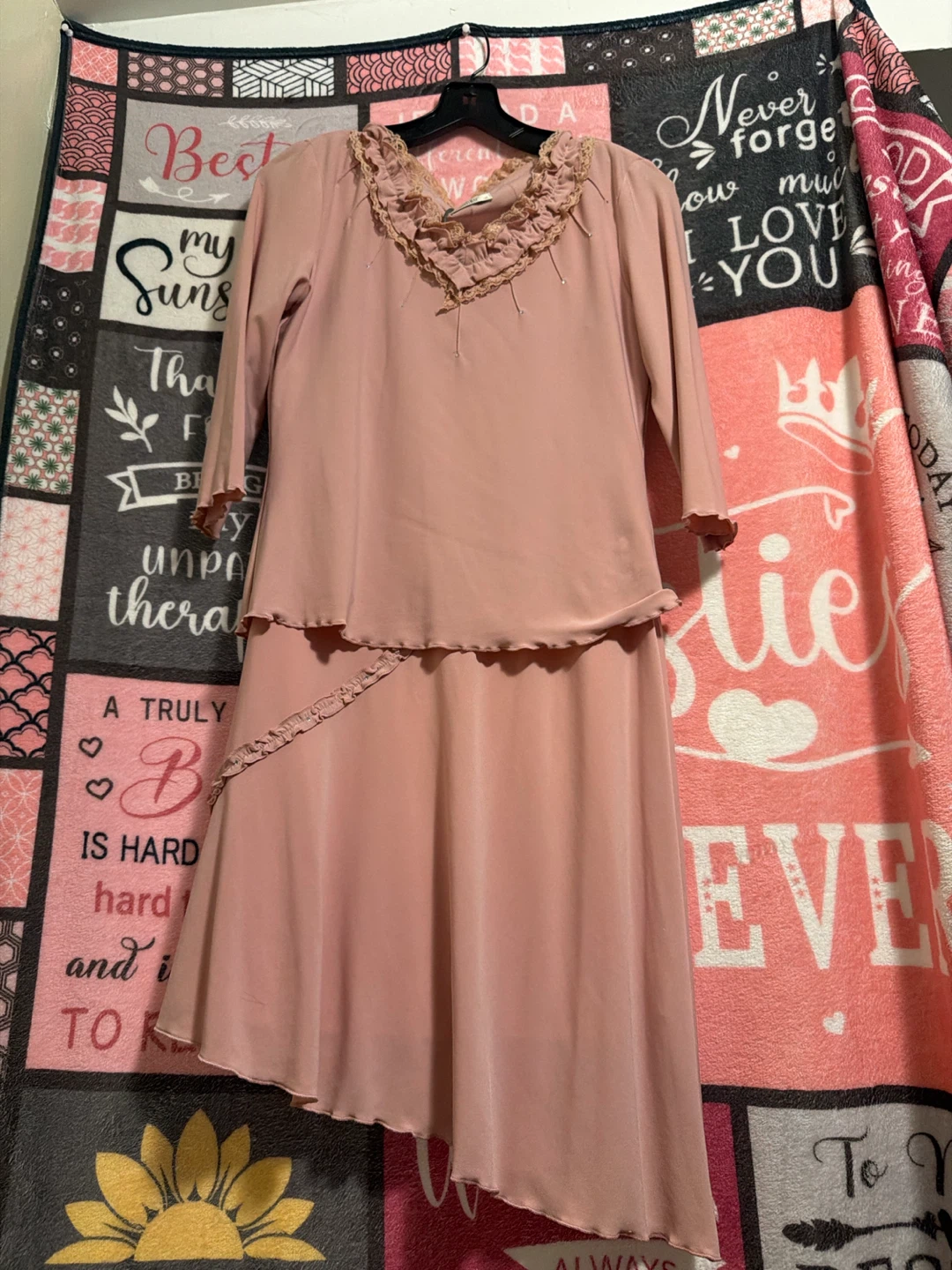 Pink two-piece skirt set