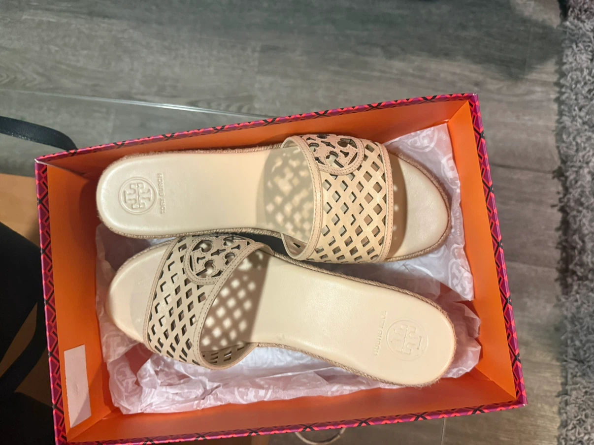 Tory Burch Leather Espadrille Wedges