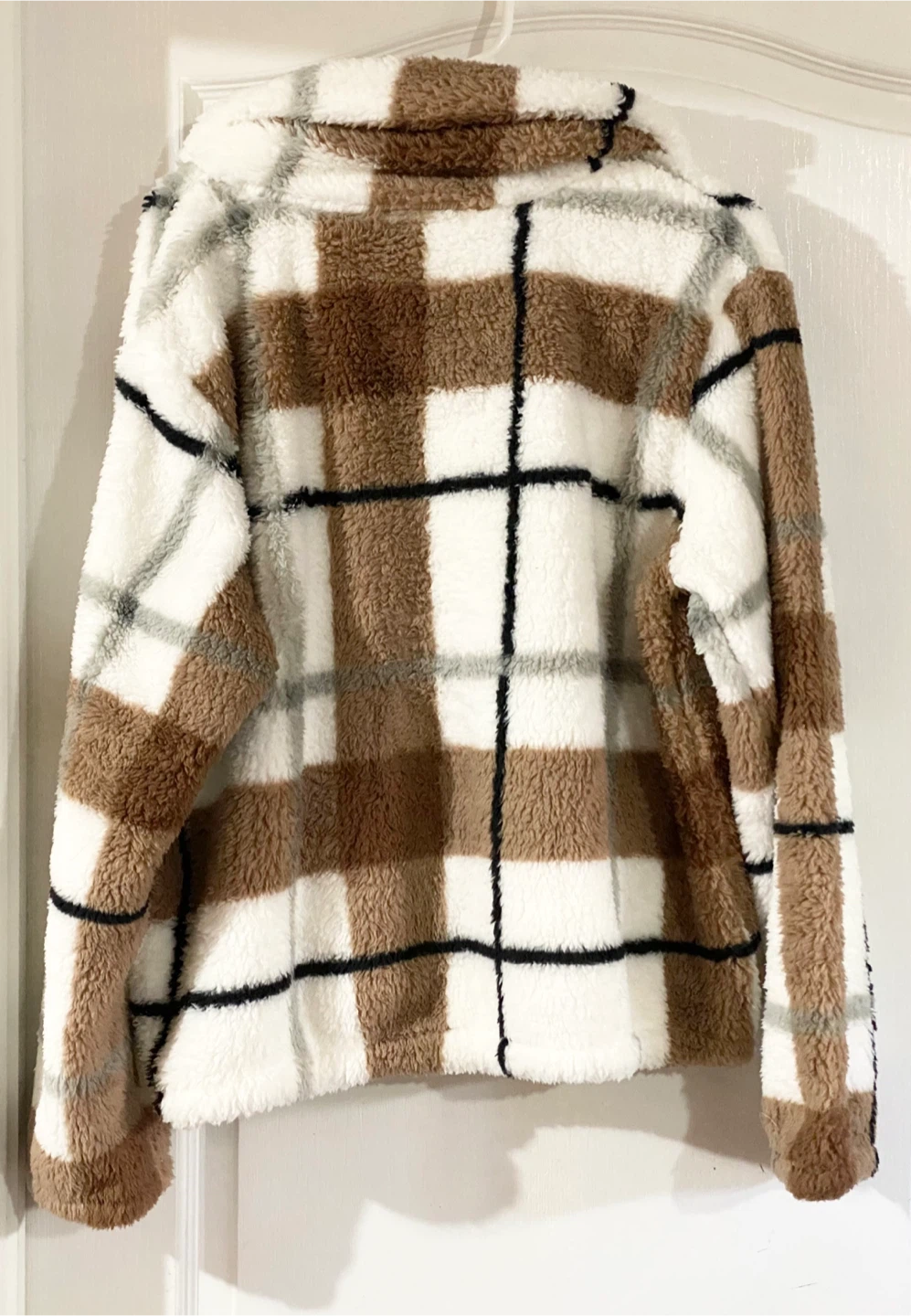 Cleo Plaid Sherpa Quarter-Zip Sweater - photo 3