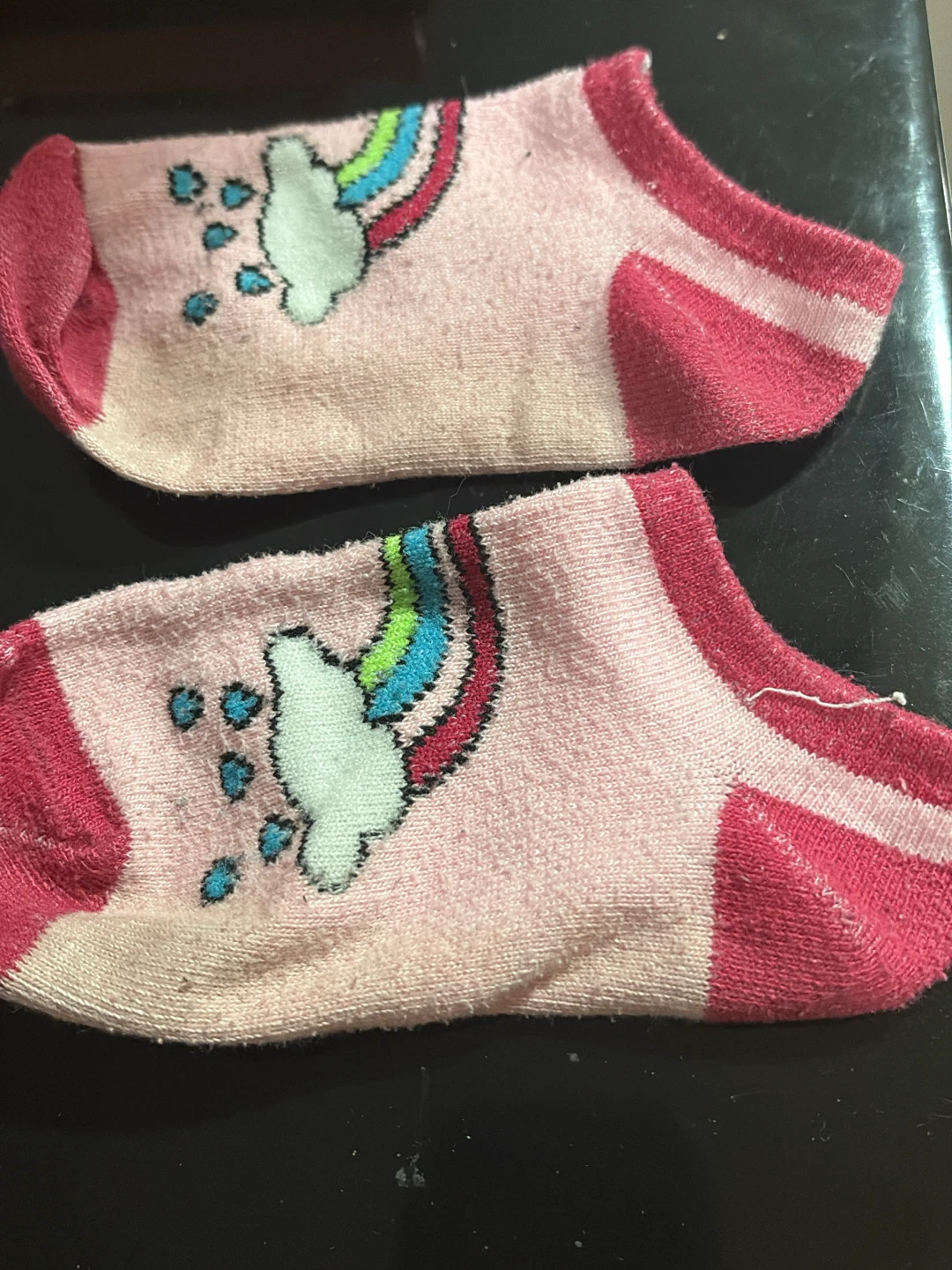 Pink rainbow ankle socks 🏈