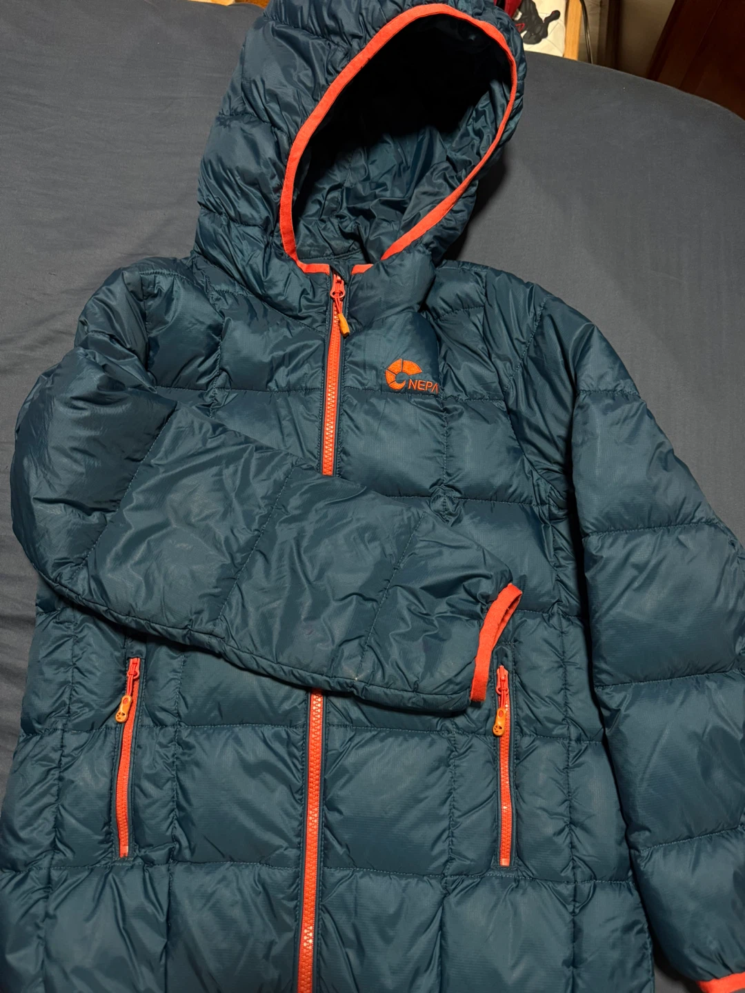 NEPA Blue and Orange Down Puffer Jacket