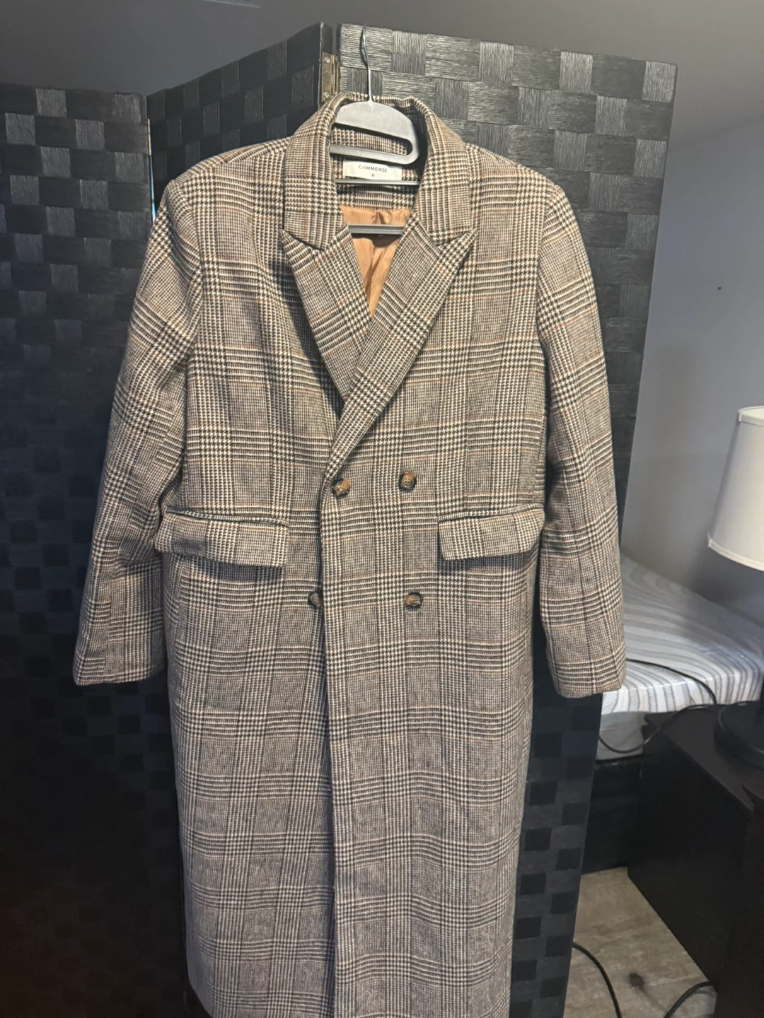 CHMMENSE Plaid Double-Breasted Coat
