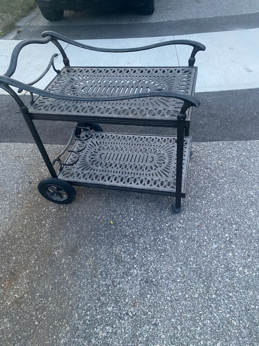 Vintage black metal serving cart - photo 2