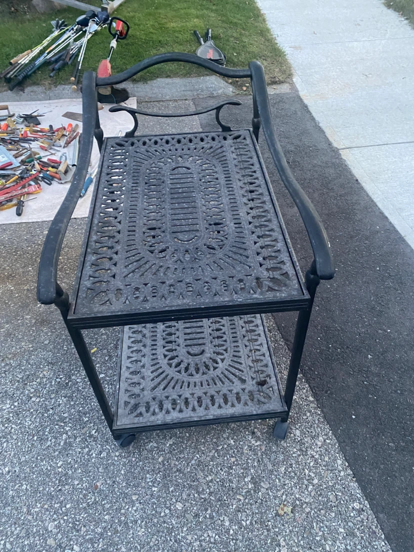 Vintage black metal serving cart - photo 3
