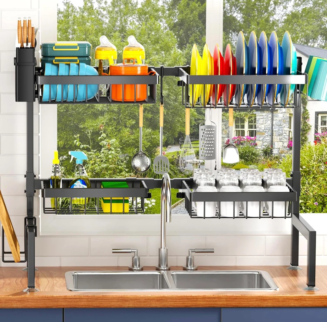 Adjustable Over-the-Sink Dish Drying Rack