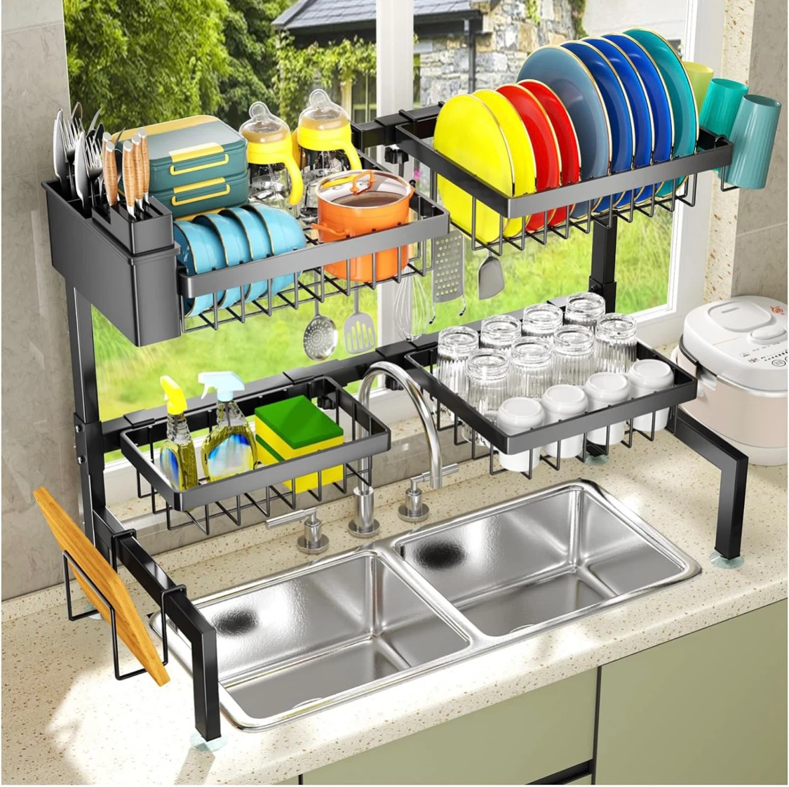 Adjustable Over-the-Sink Dish Drying Rack - photo 2