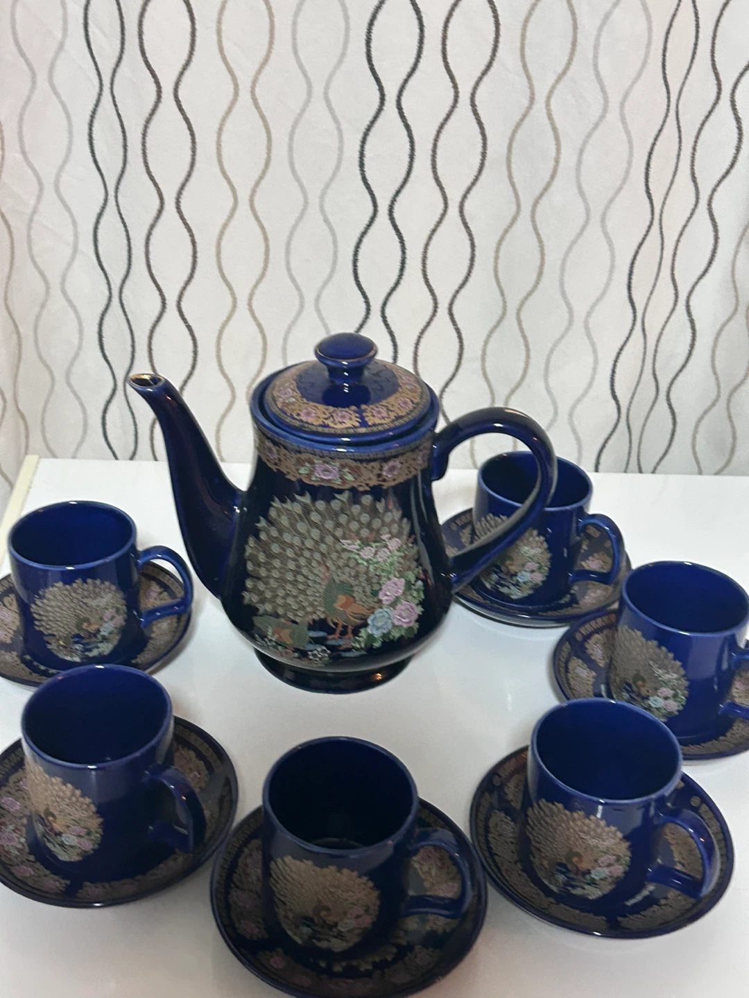 Vintage Peacock Design Tea Set
