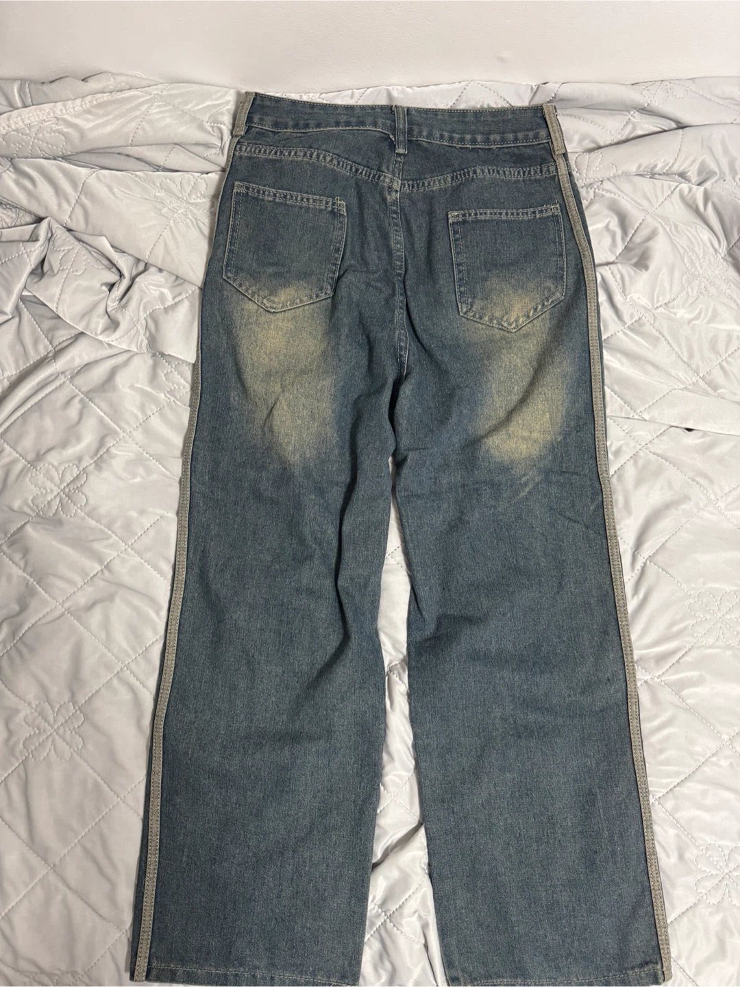 Blue Denim Jeans with Side Piping - photo 2