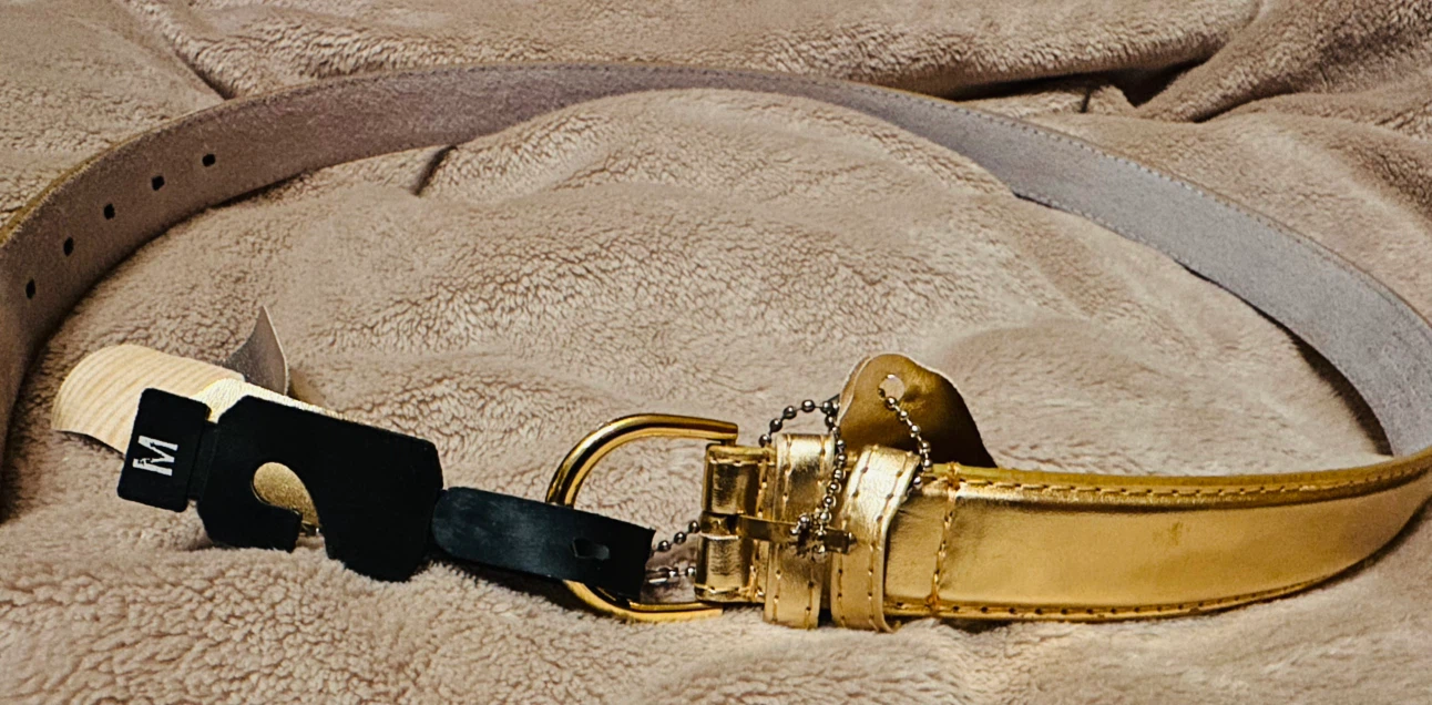 Gold Metallic Belt Size M. - photo 2