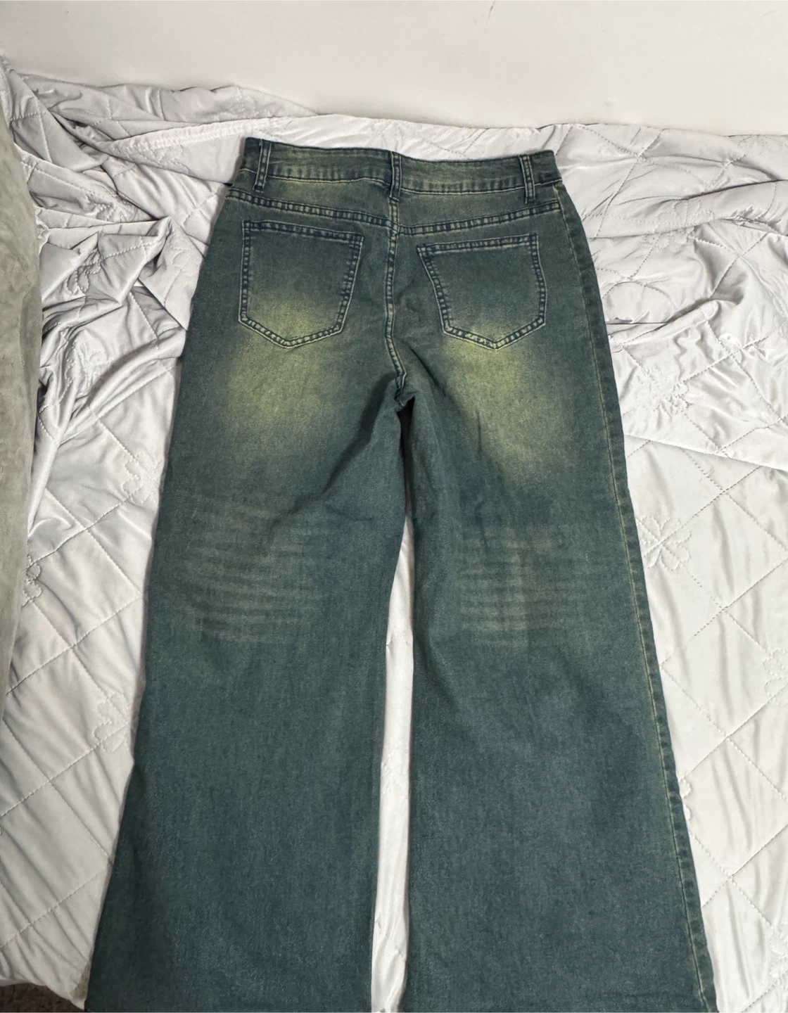 Green-Blue Denim Wide-Leg Jeans - photo 2