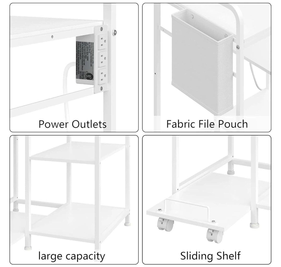 White Printer Stand with Power Outlets - photo 2