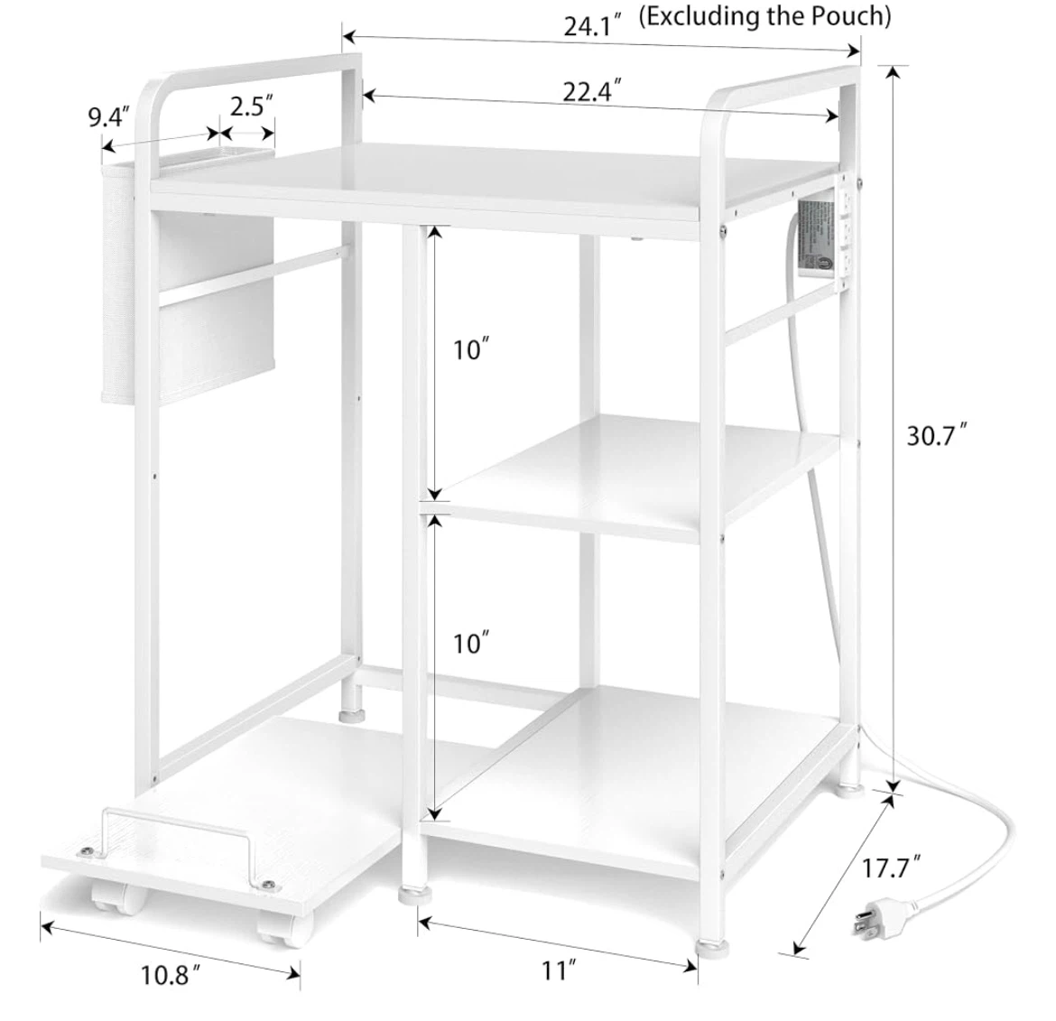 White Printer Stand with Power Outlets - photo 3