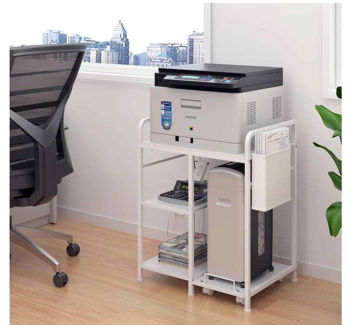 White Printer Stand with Power Outlets - photo 4