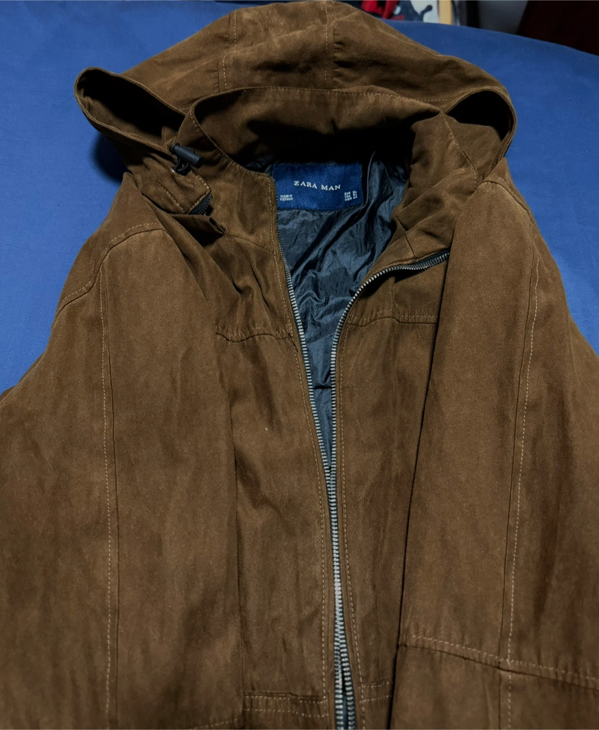 Zara Man Brown Suede Hooded Jacket