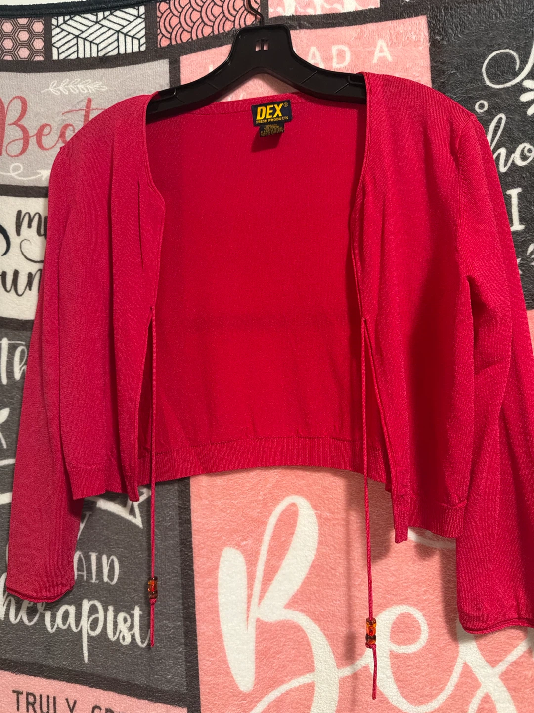 DEX Pink Cropped Cardigan