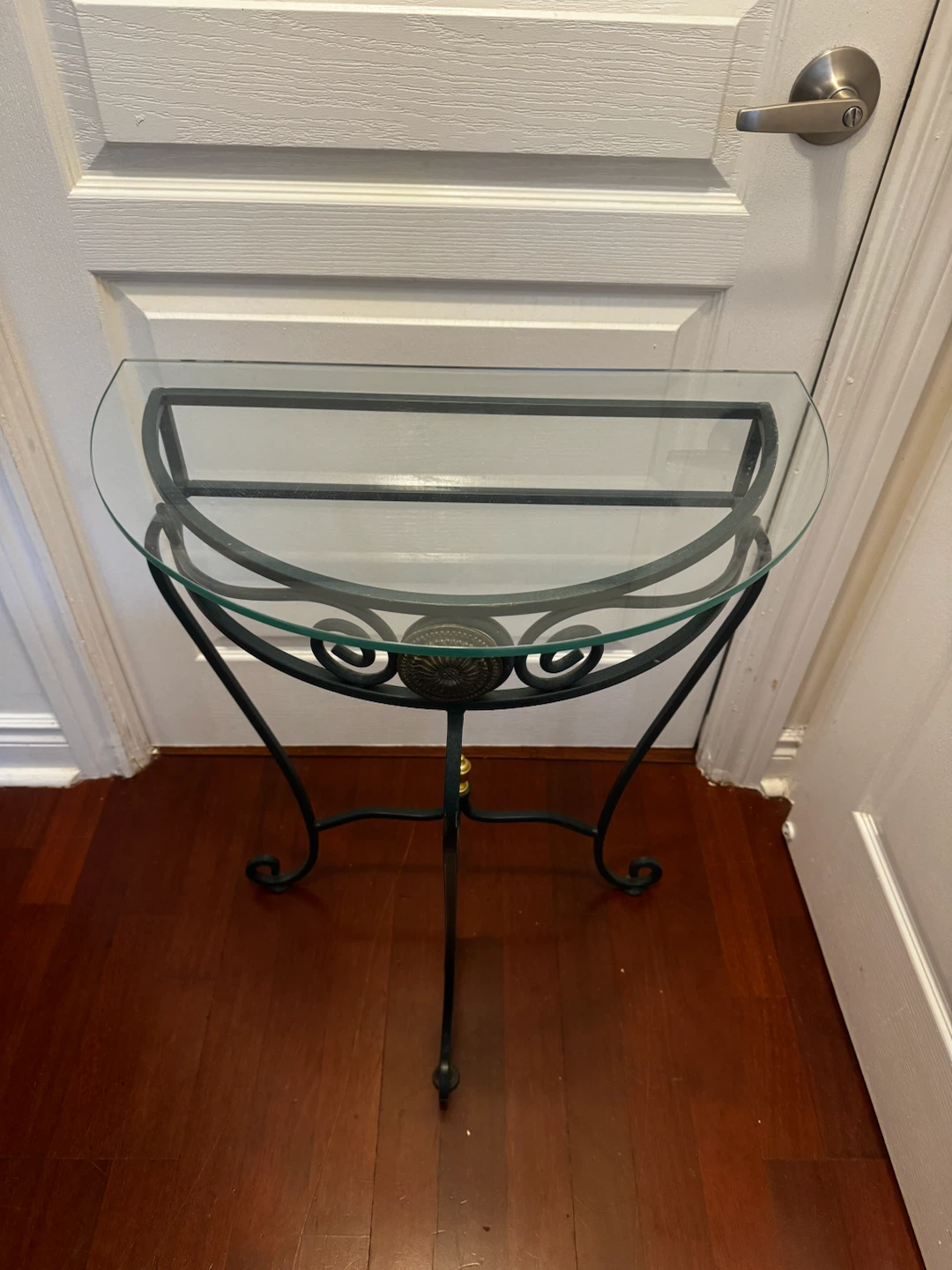 Half-Moon Metal and Glass Console Table - photo 2