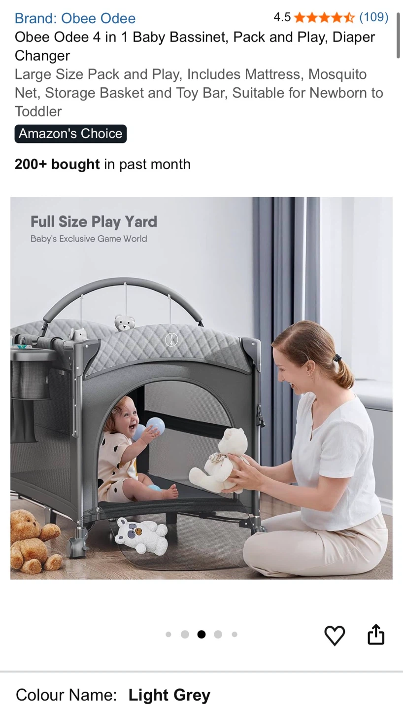 Obee Odee 4-in-1 Baby Bassinet and Play Yard - photo 4