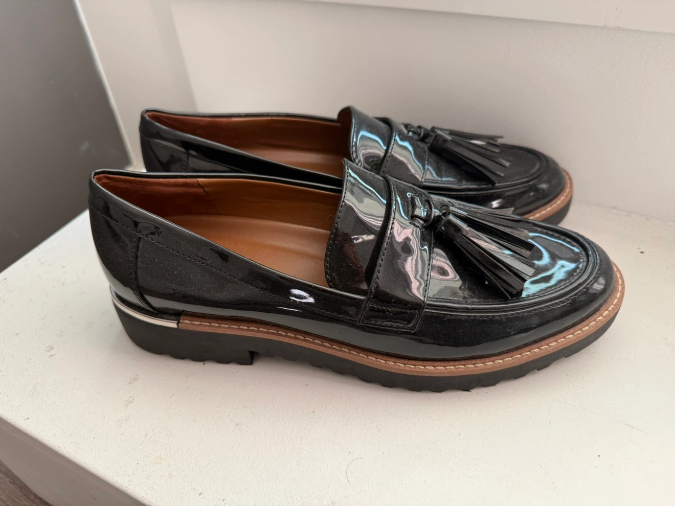 Franco Sarto Black Patent Tassel Loafers - photo 3