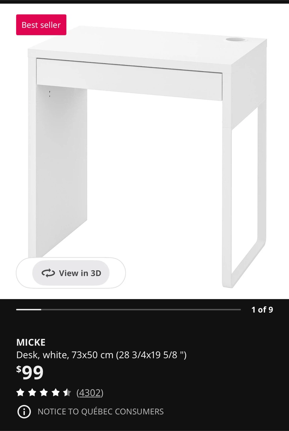 IKEA Micke Desk - White