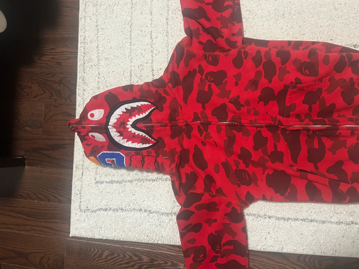 A Bathing Ape Red Camo Shark Full Zip Hoodie - photo 2