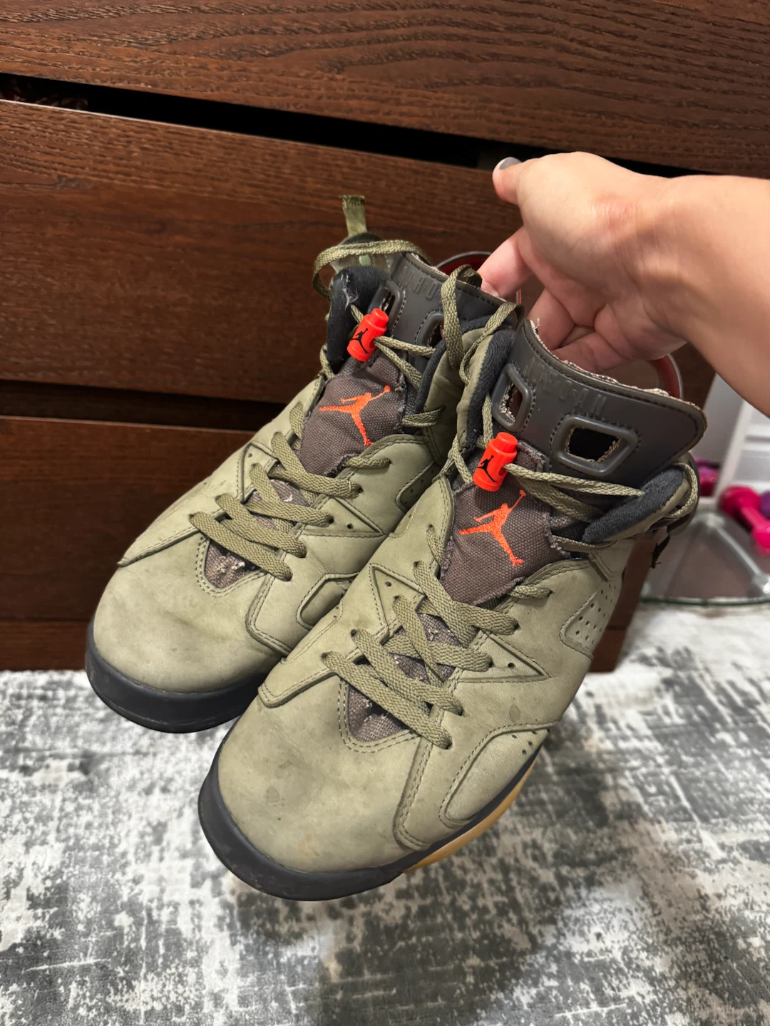 Travis Scott x Nike Air Jordan 6 Olive Sneakers - photo 4