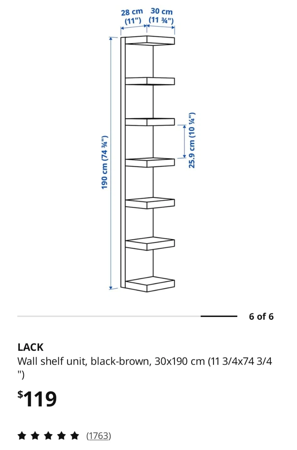 IKEA LACK Wall Shelf Unit Black-Brown - photo 4