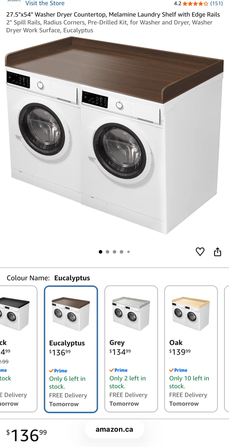 New 27.5"x54" Melamine Washer Dryer Countertop - Brown - photo 2