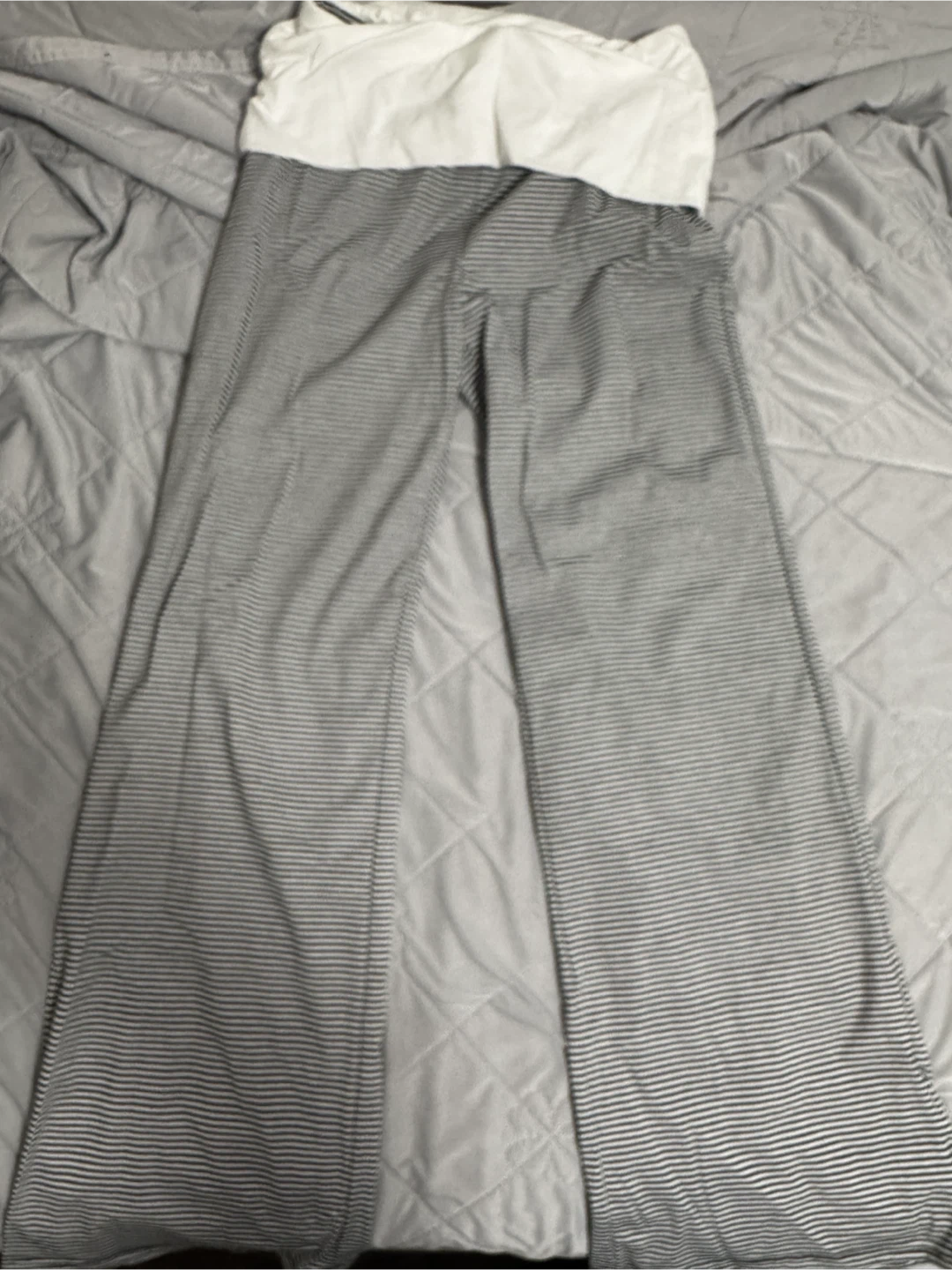 Striped fold-over yoga pants