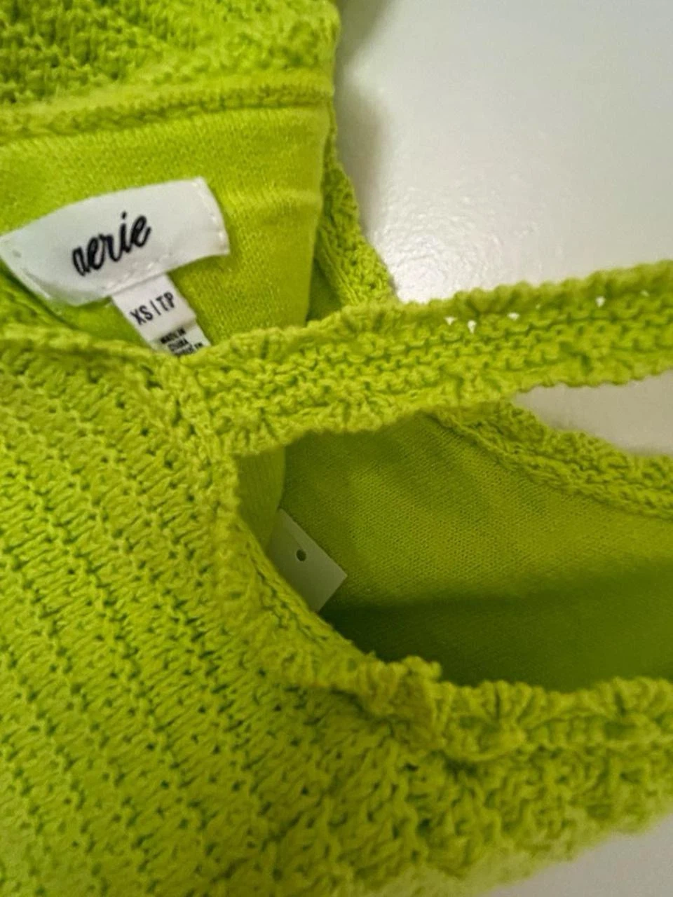 Aerie Lime Green Crochet Crop Top - photo 3