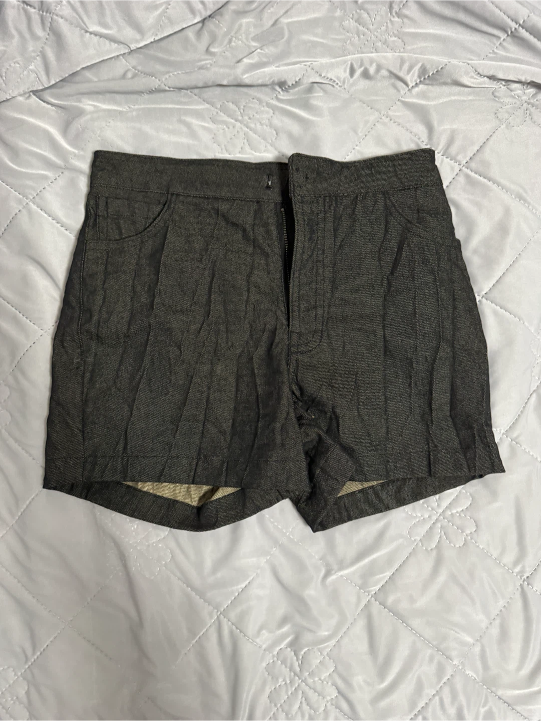 Self made Dark Green-Grey Denim Shorts