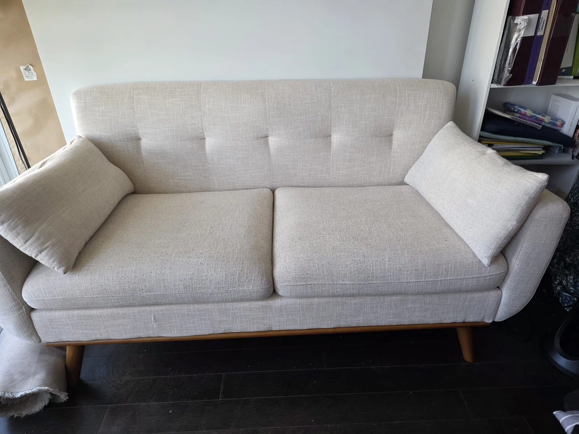 Sofa two-seat beige mid-century style loveseat