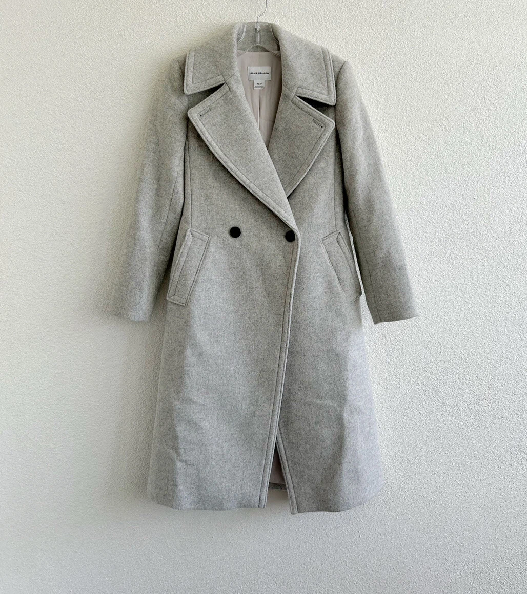 Club Monaco Daylina Double-Breasted Wool Trench Coat