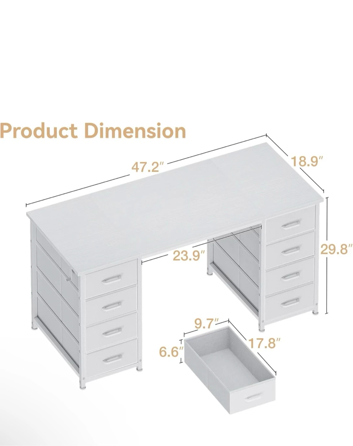 White Desk with 8 Fabric Drawers - photo 3